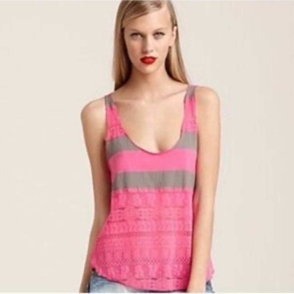 Free People We The Free Pink and Gray Lace Women's Top Size Small